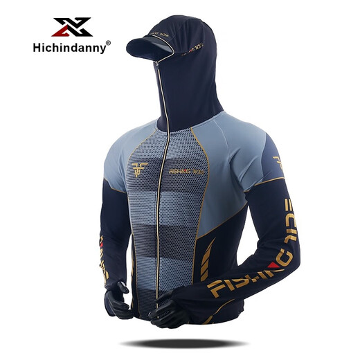 HICHIN DANNY fishing sun protection suit for men and women ice silk breathable quick-drying outdoor sports anti-mosquito suit fishing clothing black and white top S