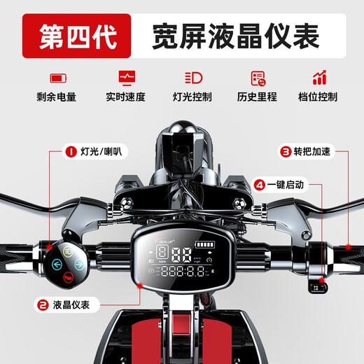 SEALUP Lithium Battery Scooter Portable Folding Electric Scooter Scooter Mini Battery Car 48V Black/3C Motor/5 Shock Absorbing Tubeless Tires 120-150km