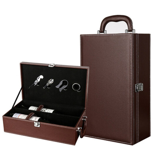 Chuangweiyue red wine leather box wine gift box double packaging box empty box foreign wine leather box wine box wine box black crocodile pattern double box with wine utensils