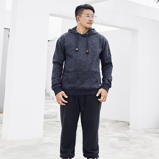 Fat Brother clearance plus size men's plus size fat sweatshirt loose fat man winter velvet thickened warm jacket sapphire blue 4XL (210-250Jin Jin equals 0.5 kg)