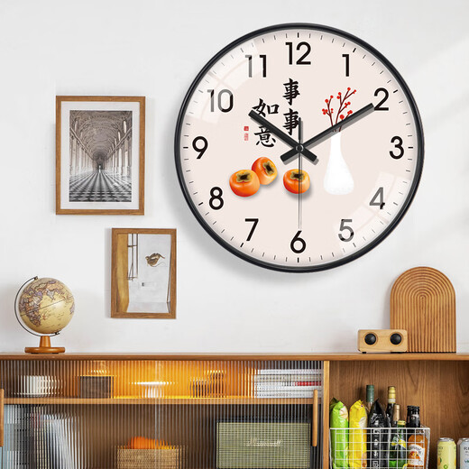 Innovation Peng Innovation Chinois Watch Clock Room Room tout est bon pour la maison silencieuse avec un calendrier simple Mur d'horloge électronique moderne A673 Black [mouvement silencieux] 8 pouces (diamètre 20 cm) Small