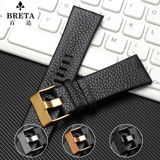 Pataca adapted to POLICE watch accessories PL.14698 13806 large dial cowhide strap 24 26 28 30mm white + silver pin buckle 22mm