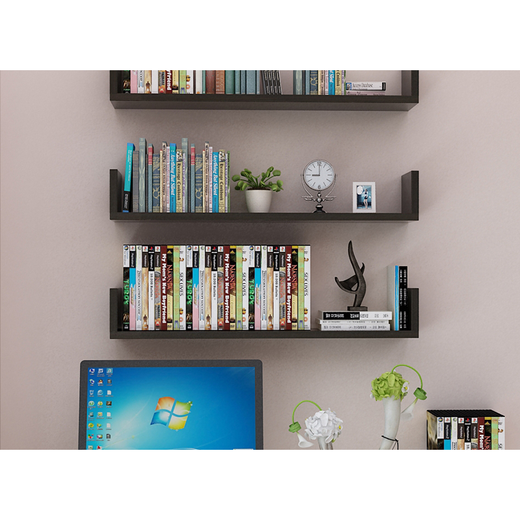 Yuanliang wall-mounted bookshelf upper wall bookshelf U-shaped bookshelf can be punched-free wall storage rack wall hanging wall living room 50 long * 20 wide * 15 high