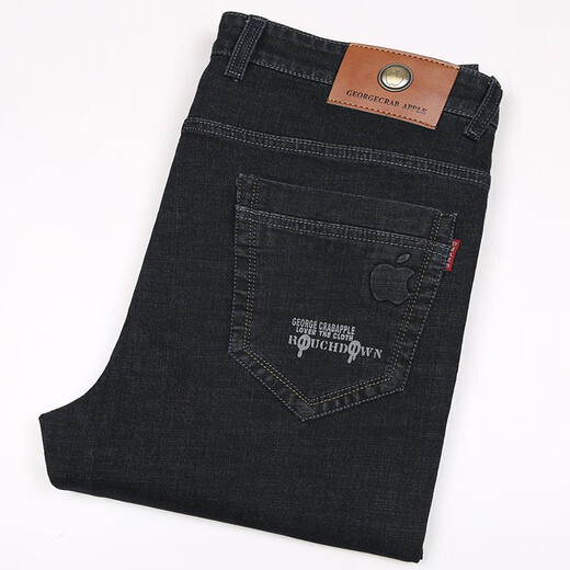 Automne E-School Jeans Summer New Style Pantalage droit des hommes d'âge moyen de grande taille Pantalon de denim décontracté à taille moyenne élastique élastique 5155 Bleu foncé [Summer Thin Style] 36 [2 pieds 9 taille]