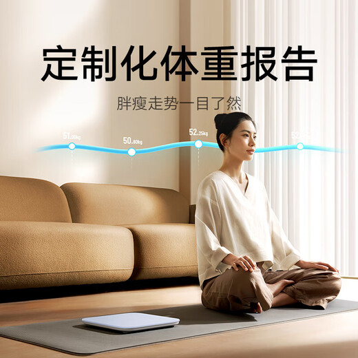 小米米家智能体重秤S200 家用健康秤电子秤高精度 人物双模式 APP数据测量 智能分析自动识别用户 入门款-极简体重秤蓝