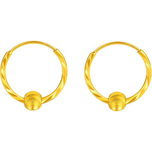 Saturday Fu 5G craft gold earrings for women sparkling gold beads pure gold earrings price A0910235 one pair about 1.27g