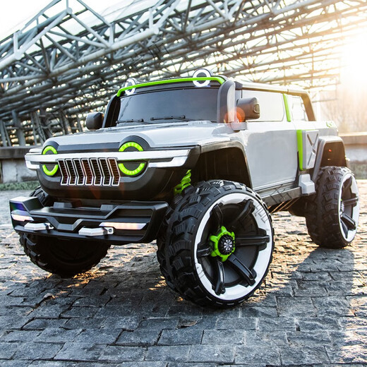 
Weini children's electric car, children's four-wheel pickup truck, off-road vehicle, boys and girls can sit on remote control toy car, large children's car, light gray + 14A super battery + soft seat + hard wheel, 775 dual-wheel drive large motor + Bluetooth music