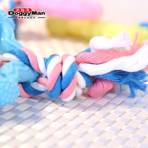 多格漫柔韧带绳咬咬玩具 趣味益智幼犬狗玩具 绳结耐磨咬 牛奶骨型