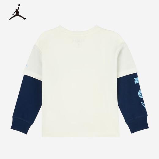 NIKE JORDAN Nike AJ children's clothing boys' fake two-piece pure cotton long-sleeved T-shirt autumn new children's bottoming shirt marshmallow pure cotton 160/76 recommended height 152-158cm