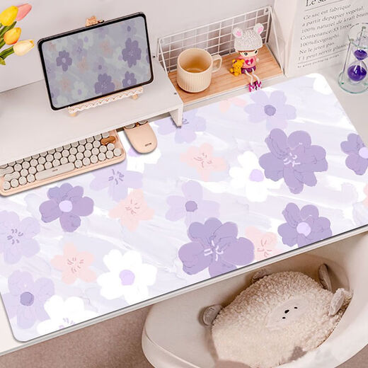Ye yu lila Schmetterlingsblume Maus-Maus-Pad Super großes hochwertiges Mädchen Wache Computer Büro Schreibmatte Tischpolster RK-3890 丨 Lila verdickte Schließkante 57 cm * 33 cm 2mm 2mm