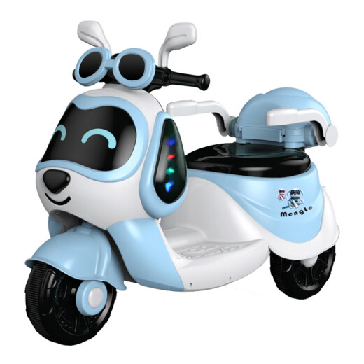 Meiyiduo children's electric motorcycle tricycle can sit on children's remote control car charging toy car 1-3-6 years old blue enlarged battery + push handle + remote control