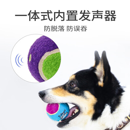 GiGwi dog toy tennis ball with sound, teeth grinding, chewing resistance, sound, medium and large dog toy ball, pet toy ball, medium size