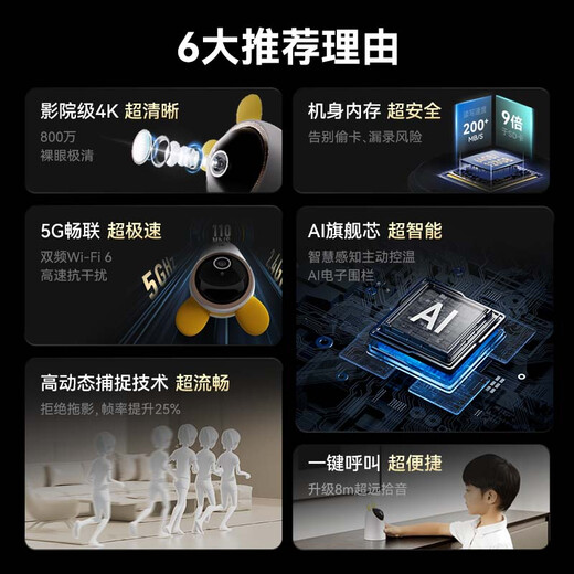 
Puffin 8 million ultra-clear camera monitor for home use 360-degree no dead angle night vision panoramic mobile phone remote call baby elderly care gimbal security recorder [one-click call] 128G large capacity