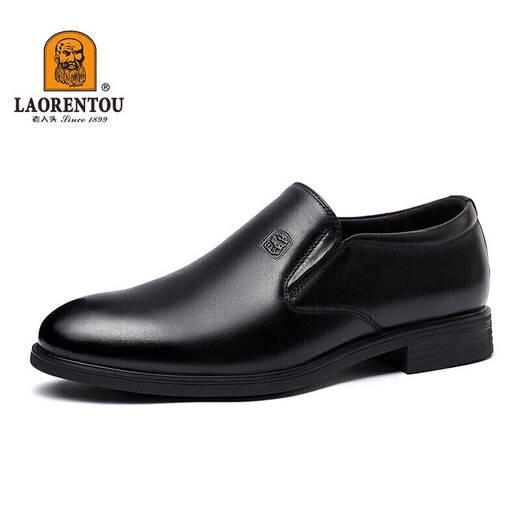 老人头（LAORENTOU）皮鞋男鞋商务正装鞋韩版休闲头层皮软底透气休闲鞋 110210 黑 42