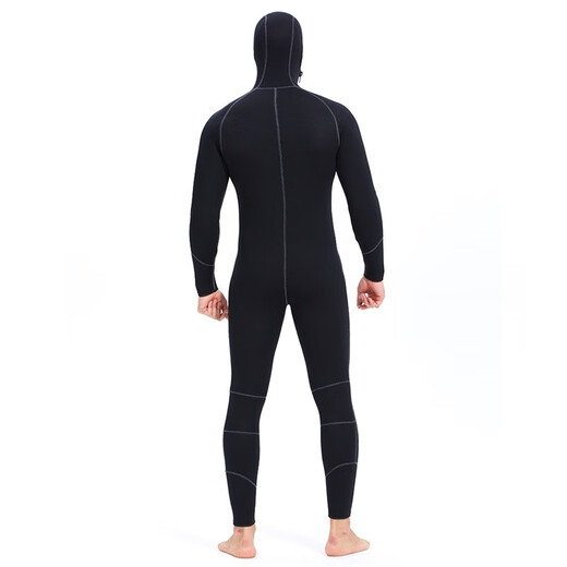 Swimming speed (Yon sub) YON SUB wetsuit one-piece thickened hooded wetsuit snorkeling suit 5mm winter swimming thermal suit cold-proof surfing suit black 5MM thickness L