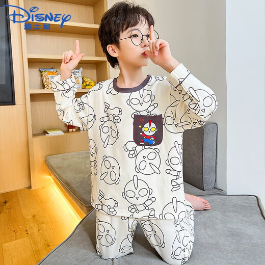 迪士尼（Disney）儿童睡衣男春秋2025新款季纯棉长袖薄款圆领儿童小孩中大童家居服 3878 110