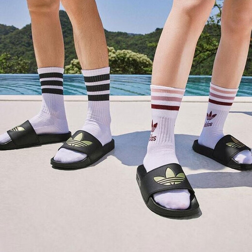 阿迪达斯 （adidas）拖鞋男鞋女鞋情侣款夏季运动拖鞋凉鞋沙滩鞋居 GZ6196黑/暗金/新配色 38