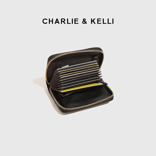 CHARLIE & KELLI品牌 CK轻奢包包女包简约链条卡包女士零钱包2025新款附件手拿包 黑色
