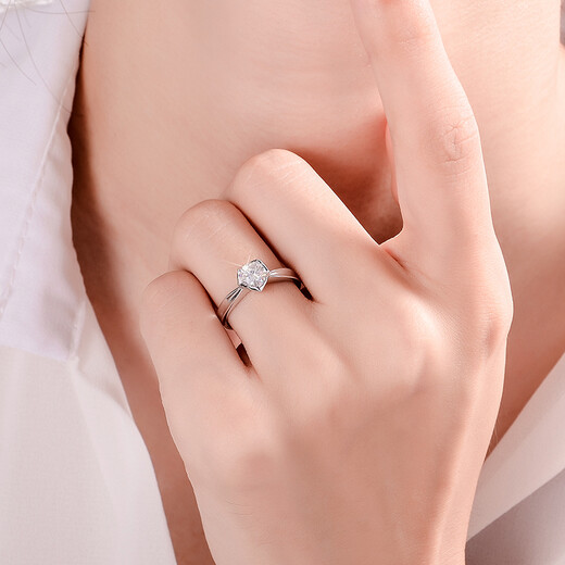 AVHE platinum white wedding three-gold ring D color carat diamond ring artificially cultivated diamond customized female wedding gift Chinese Valentine's Day platinum cultivated diamond ring-30 points D color/VVS 9-20 circle can be noted