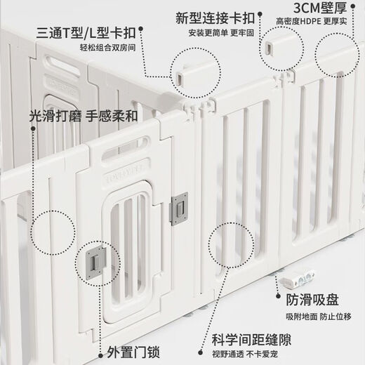 Raft Core Kitten Cage Kitten Fence Pet Fence Balcony Dog Fence Anti-Escape Indoor Small Dog Dog Fence 1 Expansion Pack Width 30cm piece * 1 piece Height 60CM door set - suitable for small dogs