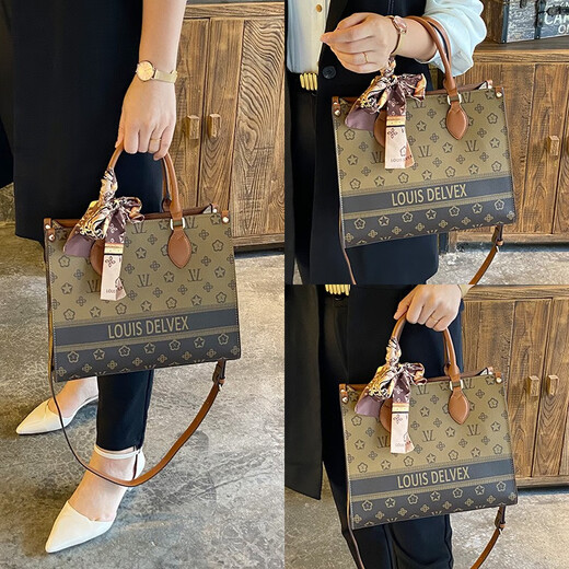 IT MANCLACYK light luxury bag women 2025 European and American big brand handheld large capacity tote bag versatile printed bag Big flower AB side (large spot)