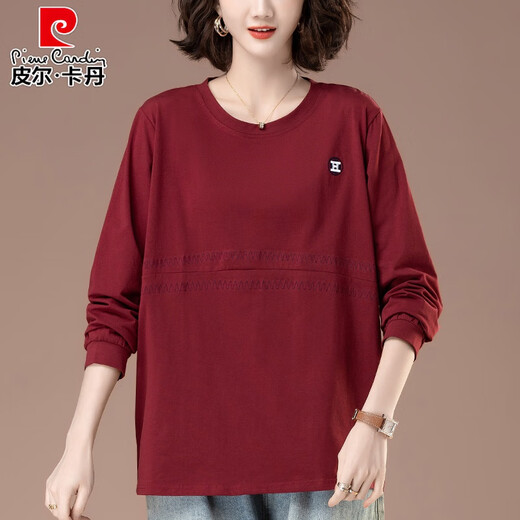 
Pier Cardin plus fat plus size pure cotton T-shirt for women long-sleeved spring and autumn loose thin sweatshirt middle-aged elderly mother base shirt top royal blue [9925] 4XL suitable for 160-180Jin [Jin equals 0.5 kg]