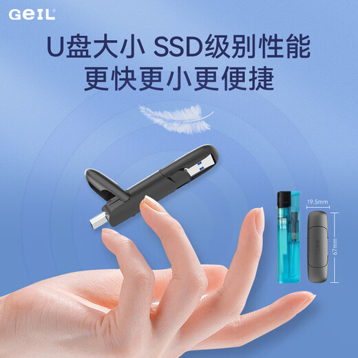 
GEIL Jinbang 1TB Type-C USB3.2 solid-state USB drive, speed reading 1050MB/s, high-speed dual-interface mobile phone USB drive, large-capacity office USB drive, GP1000 series