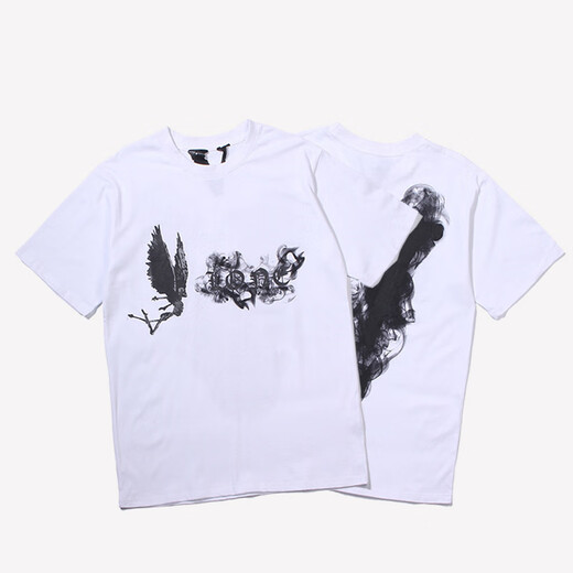 
TX FOG heavy short-sleeved T-shirt heavy VLONE FOG big V short-sleeved fog high street hip-hop half-sleeved couple ins summer high hx6218 white S