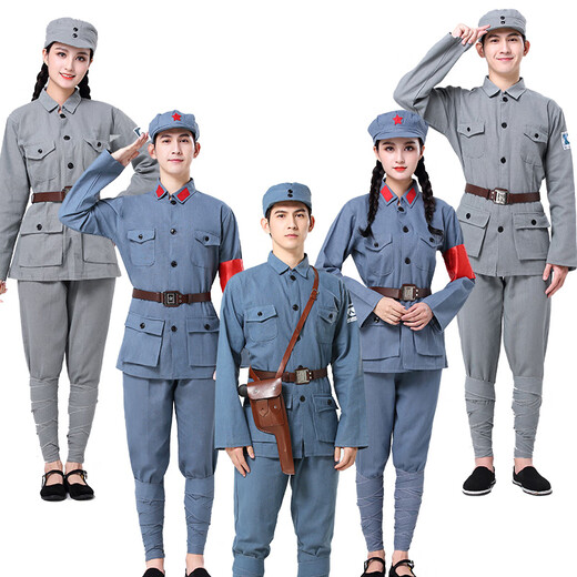 Die achte Route der achten Route der achten Route der Baumwoll- und Leinen der achten Route der Little Red Army Adult Children's Bühnendrama New Fourth Armee Chors Performance China Gray achte Route Armee 5-teilige 170 cm (115-145jin [Jin Equals gleichen 0,5 kg]))