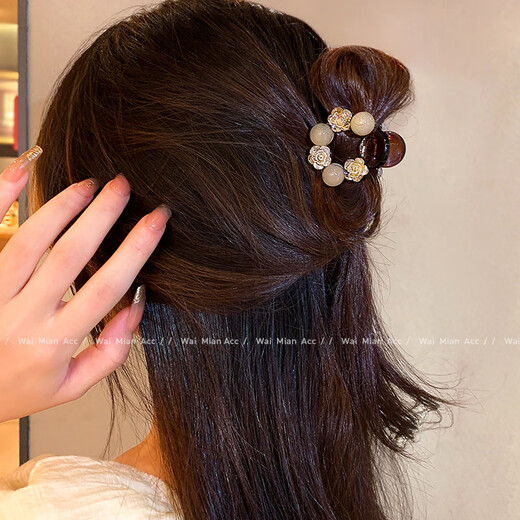 BARY REEF sense rose grabber female temperament fashion ponytail fixing clip 2024 new half grab hairpin versatile headwear rose grabber (1 piece)