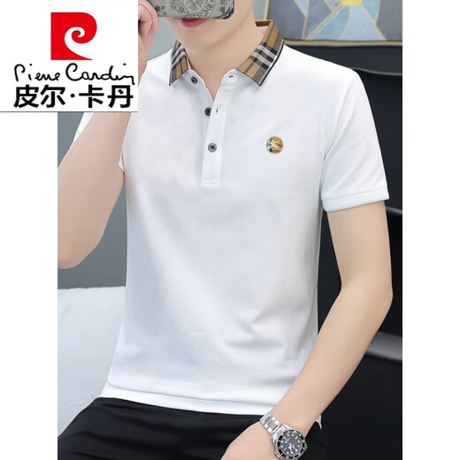 皮尔卡丹（pierre cardin）夏季清凉冰丝高端休闲薄款翻领商务纯色棉短袖t恤男刺绣polo.针织 纯黑色 686款 L 100-125斤