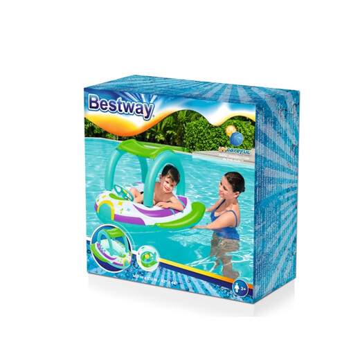 Bestway inflatable children's boat inflatable boat baby swimming ring child seat toy boat water inflatable toy children's car sunshade boat + small yellow pump