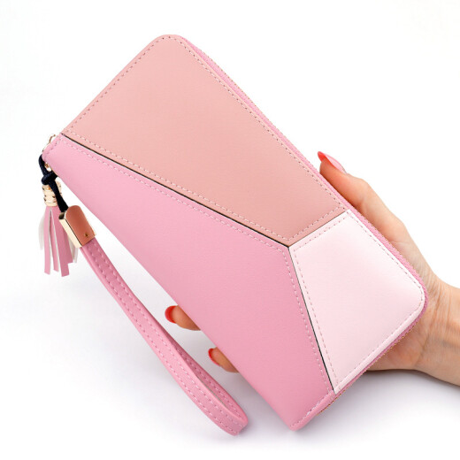 Shuguoer (SHU GUO ER) contrasting color splicing long wallet for women's clutch women's new fashion Japanese and Korean pink #C311