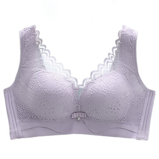 Große dünne Unterwäsche für Frauen mit großen Brüsten, kleiner Weste-BH ohne Stahlringe, stabile und anti-saggroße sexy Spitzen-BH, lila 698 38/85C (BC 0,5 cm)