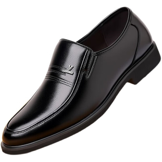 YRC Yierkang Lederschuhe Herren atmungsablöschbarer Geschäft Formale Verschleiß Herren Non-Schlupf-Gummi weicher Softleder Leder mittlerer Alters und älterer Vater Schuhe 6626 Schwarz 44