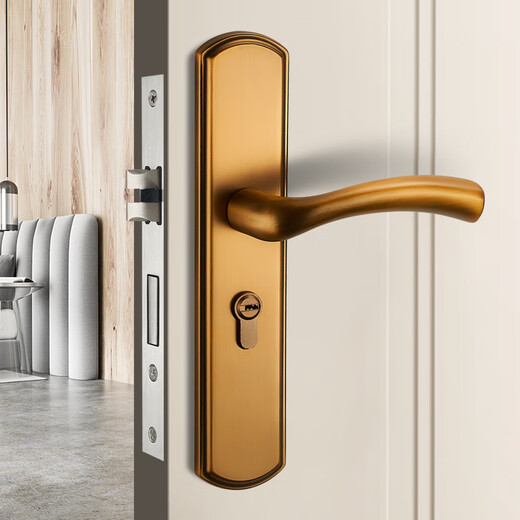 Huili custom door lock indoor home universal type no modification hole lock old door lock room door handle gold old-fashioned handle black (excluding lock body lock core) 35-50mm universal type with key