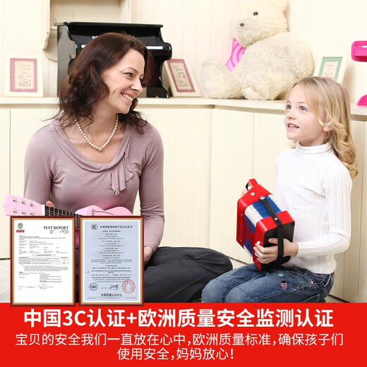 NEW CLASSIC TOYS儿童手风琴初学乐器玩具 早教音乐启蒙玩具可弹奏男女孩生日礼物 红色 7键2贝斯【3岁以上】 3-6-9岁生日周岁儿童节日礼物