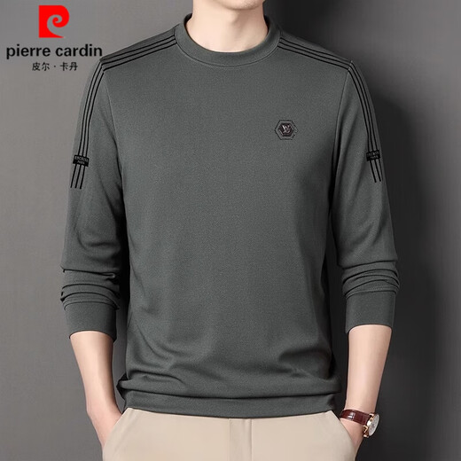 
Pierre cardin brand waffle long-sleeved T-shirt round neck pure cotton sweatshirt loose elastic versatile solid color men's base shirt top t 6625 meters white 165/M size [recommended weight 100-125 Jin [Jin equals 0.5 kg]]
