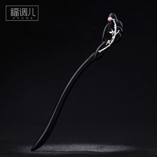 Fu Tiaoer's handmade silver magpie climbing the plum branch design is a happy hairpin for women in ancient style Hanfu niche hairpin Valentine's Day gift 1