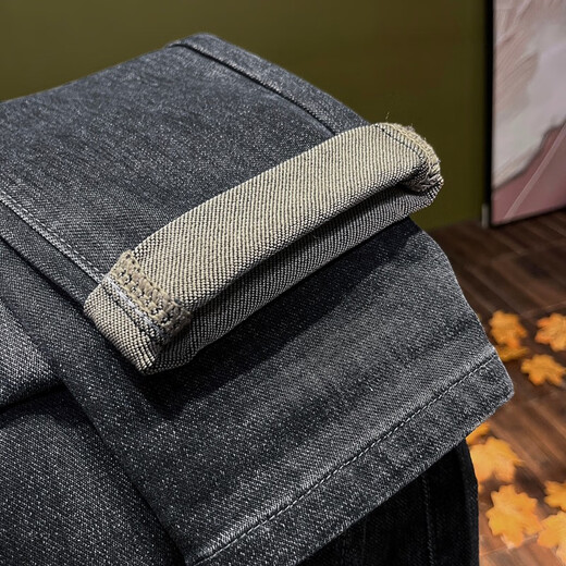 2025 spring and summer elastic elastic waist tether thin jeans men's loose small feet harem pants drawstring dad pants trendy 8802 black thin 38 (recommended 185-210Jin [Jin equals 0.5 kg])