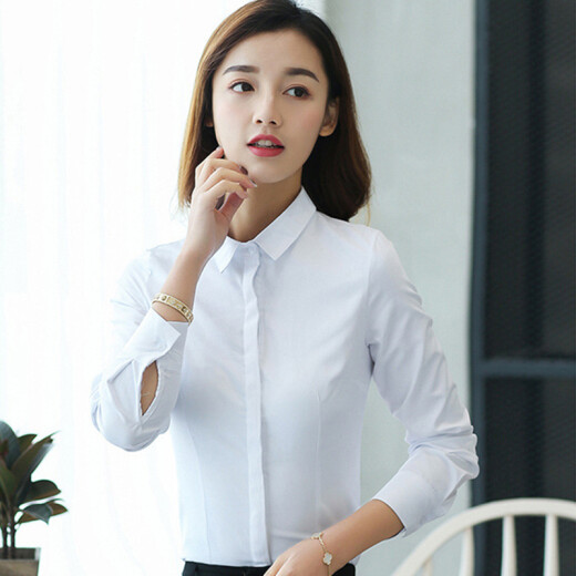 Yu Zhaolin Women's Korean Commuting OL Tops Bottoming Shirts Versatile Professional Long-Sleeved Shirts YWCS196199 White M