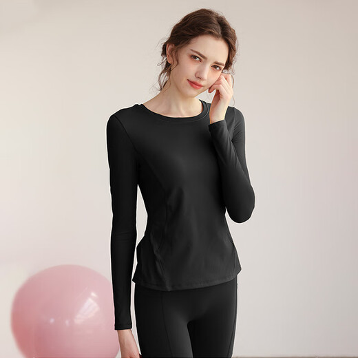 Sporn Yoga Wear Women's Long Sleeve Autumn and Winter Sports Suit with Breast Pad for Fat MM Fitness Clothes Loose Large Size Pilates Fitness Clothes Pickle Green Top (with Breast Pad) + Iron Gray Trousers XL 120-140Jin Jin is equal to 0.5 kg