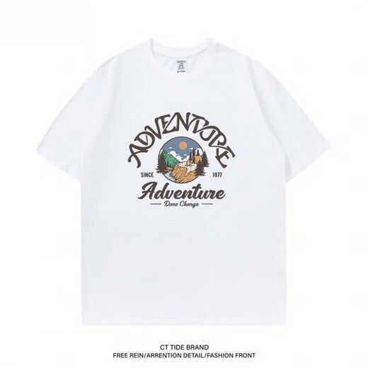 Bebw American Modemarke Sommer gedrucktes kurzärmeliges T-Shirt-Herren 2024 New Loose Retro Vielseitige Basis-Shirt Casual Top Navy T-Shirt-3884 S [75-95jin [Jin gleich 0,5 kg]]