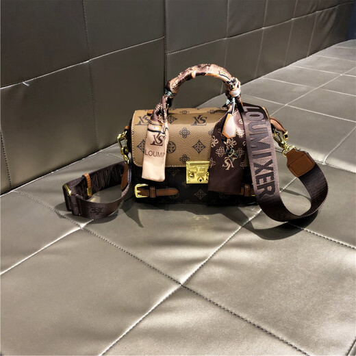 ESDS Hong Kong brand genuine leather bag women's bag 2025 new light luxury niche high-end single-shoulder small square bag crossbody bag yellow color combination (counter gift box set)
