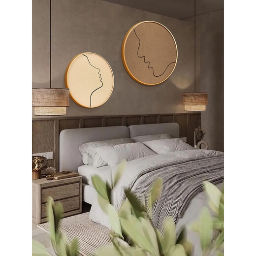 XMSJ Wasabi Style Dekoration Malerei Sinn Schlafzimmer Weichdekoration Hauptschlafzimmer Nachtter Hintergrund Wand Hanging Malerei Abstraktes Kunstraum Wandbild ZSH14666-Twilight-Herz mit dem Außenrahmen Durchmesser 40 cm + Durchmesser 50 cm x kreisförmige Form