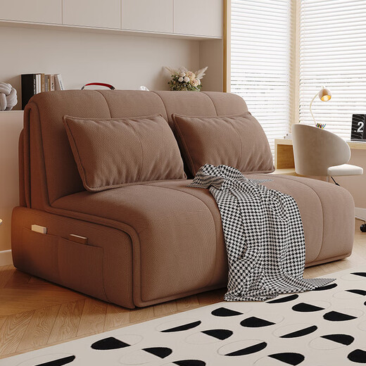 Linpaisen smart electric sofa bed small apartment dual-purpose foldable multi-function living room bedroom study single double sofa bed sky blue 1.2 meters electric latex model + high-quality cotton linen