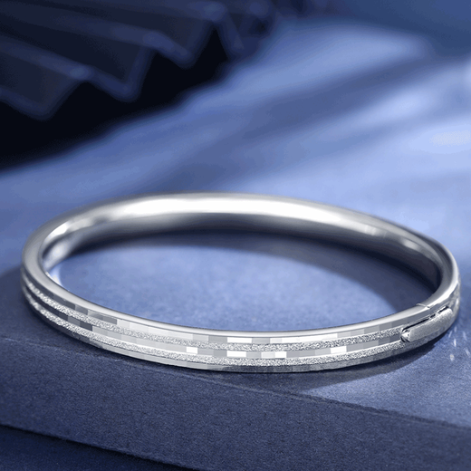 Kaibaolou pt950 platinum bracelet imperial concubine oval platinum bracelet bracelet frosted bright surface PT999 Mother's Day gift 16.26g No. 52 double sand style