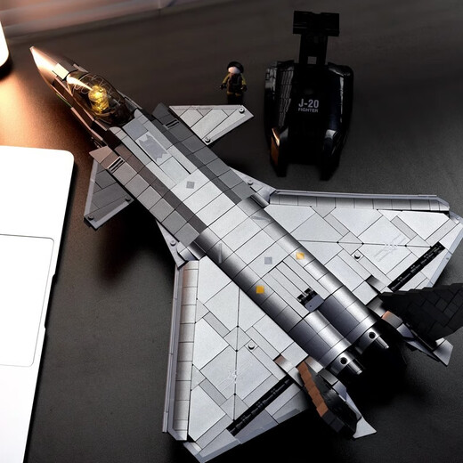Sluban J-20 Fighter Military Series assemblé des blocs de construction compatibles J-16 Senbao Boy Play [Titanium Paint] J-35 (838 Bracket d'affichage à ceinture de particules