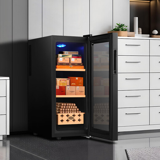 CIGARLOONG 35C cigar cabinet small intelligent temperature control electronic humidifier natural cedar wood shelf alcohol independent dual-core embedded household energy-saving cigar and red wine dual-purpose cabinet full cigar style