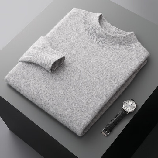 Hengyuanxiang men's plush sweater half turtleneck cardigan autumn and winter pure fluff sweater men's knitted sweater pullover solid color thick base shirt white comfortable and warm 3XL 185 suitable for 170-185 Jin [Jin equals 0.5 kg]